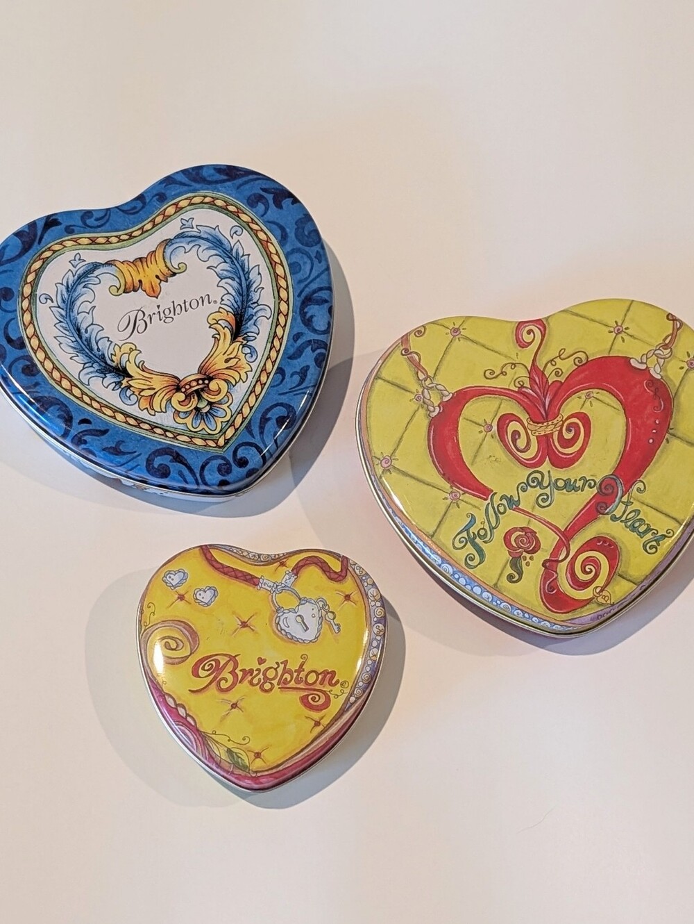 Brighton 3 Heart Shaped Storage Trinket Tins
